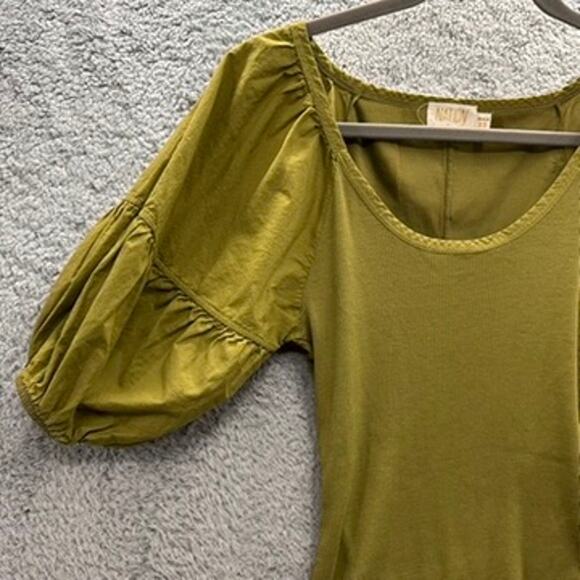 Nation Ltd XS Fitted Green Balloon Short Sleeve Stretchy Casual Organic Cotton - Picture 3 of 12